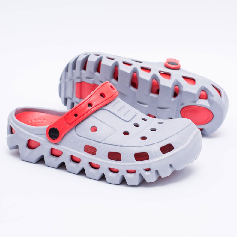 Flameshoes Chinelos leves de jardim masculinos cinzentos Kroks Eva vermelho cinza 1