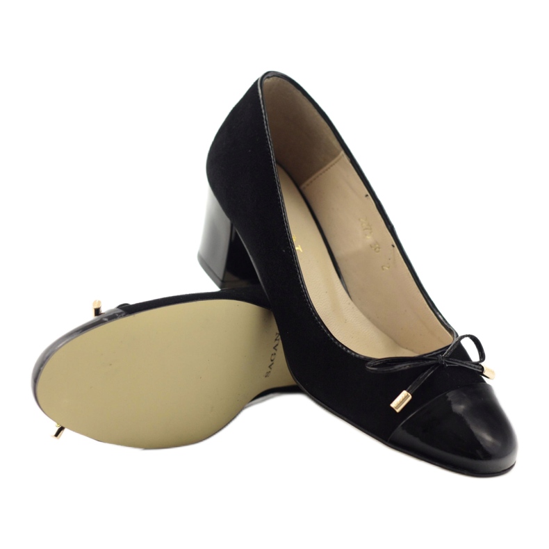 Bombas de couro com uma tigela Sagan 2275 Black Bow preto 3