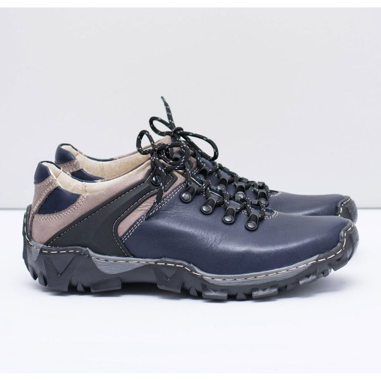 Bednarek Polish Shoes Tênis masculino de couro para caminhada Filippo azul marinho 2