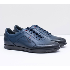 Sapatos masculinos de couro azul marinho Nikopol Casual Polver azul-marinho 1