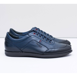 Sapatos masculinos de couro azul marinho Nikopol Casual Polver azul-marinho 2