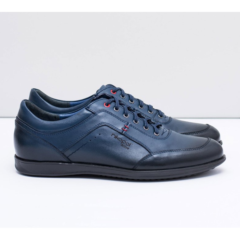 Sapatos masculinos de couro azul marinho Nikopol Casual Polver azul-marinho 2