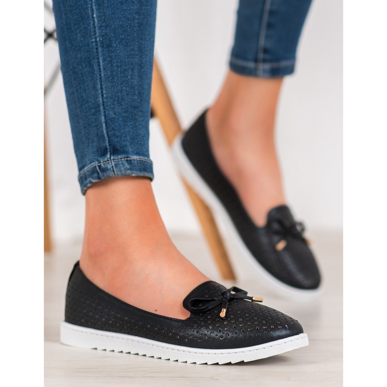 Weide Mocassins perfurados com glitter preto 2