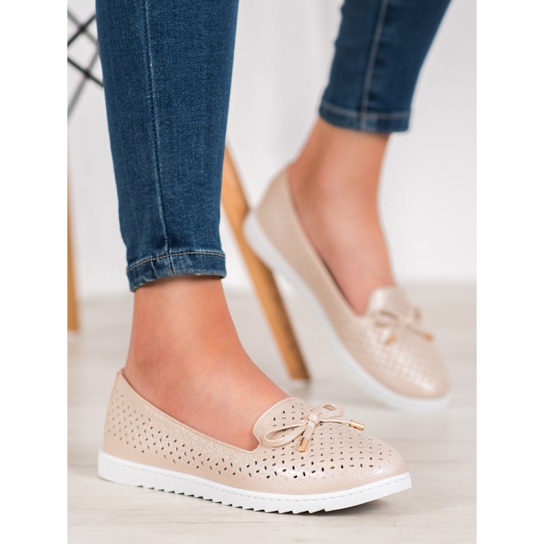 Weide Mocassins perfurados com glitter marrom 1