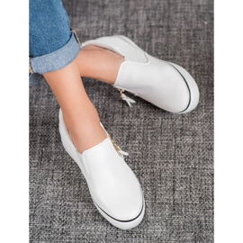 SHELOVET Sapatilhas brancas com zíper branco 1