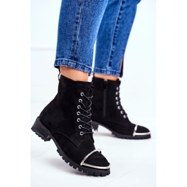 Botas femininas Lu Boo Camurça preta Workers com armação Jacksy de aço preto 1