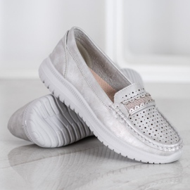 Small Swan Mocassins na plataforma cinza 2