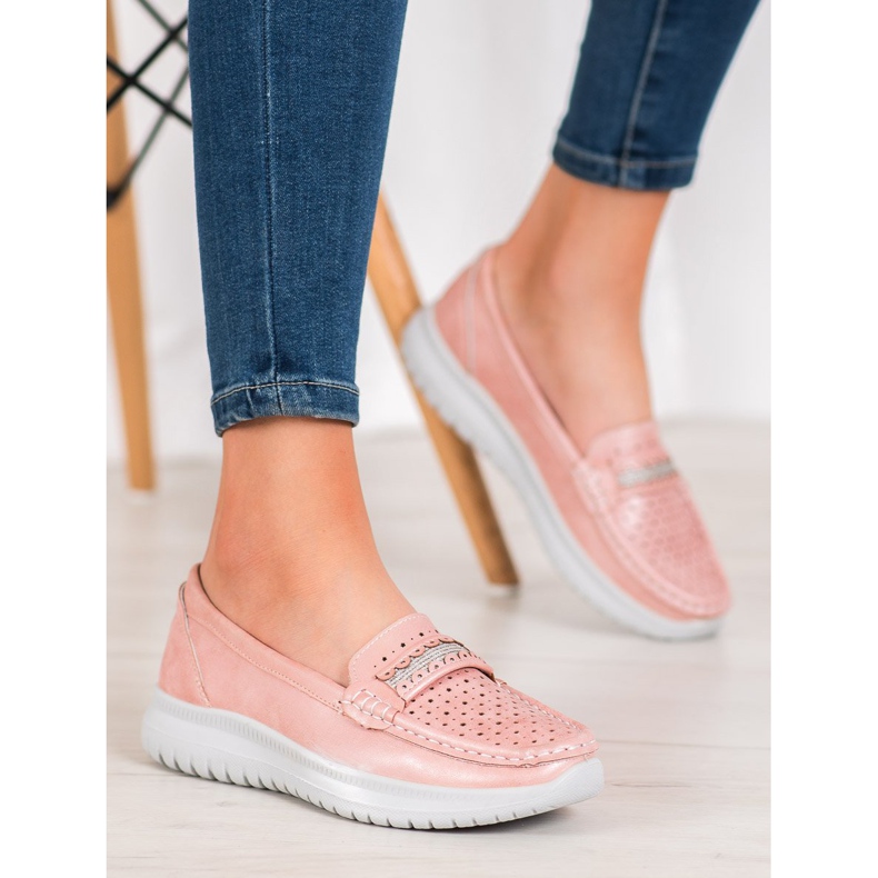 Small Swan Mocassins na plataforma rosa 2