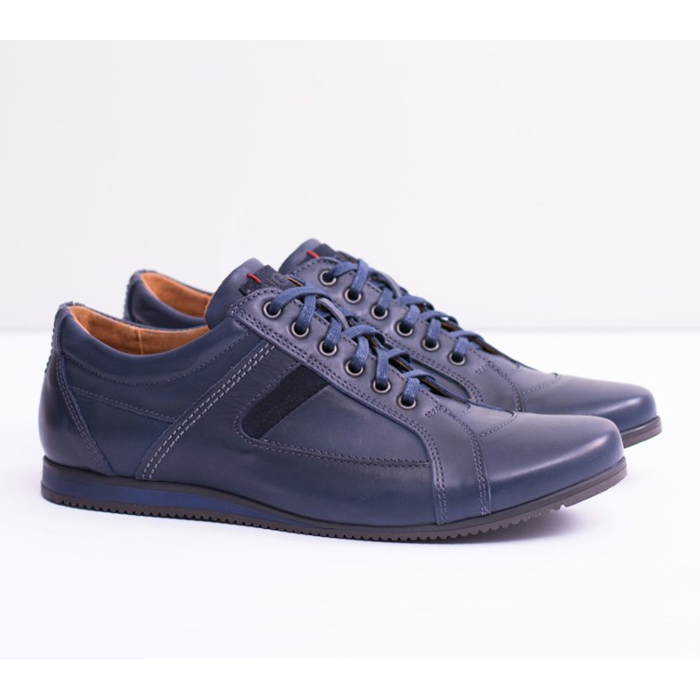 Neex Sapatos esportivos masculinos de couro Sferis azul marinho 1