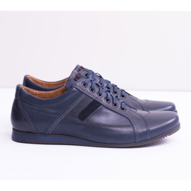 Neex Sapatos esportivos masculinos de couro Sferis azul marinho 2