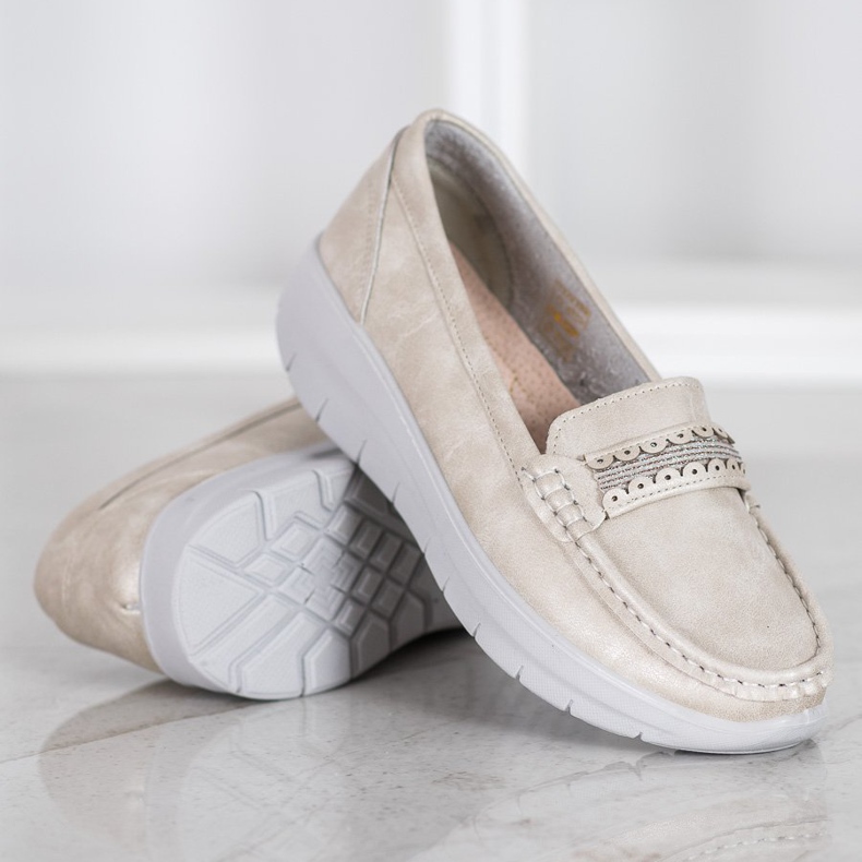 SHELOVET Mocassins confortáveis ​​na plataforma amarelo 1