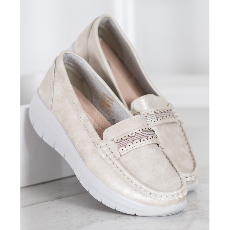 SHELOVET Mocassins confortáveis ​​na plataforma amarelo 2