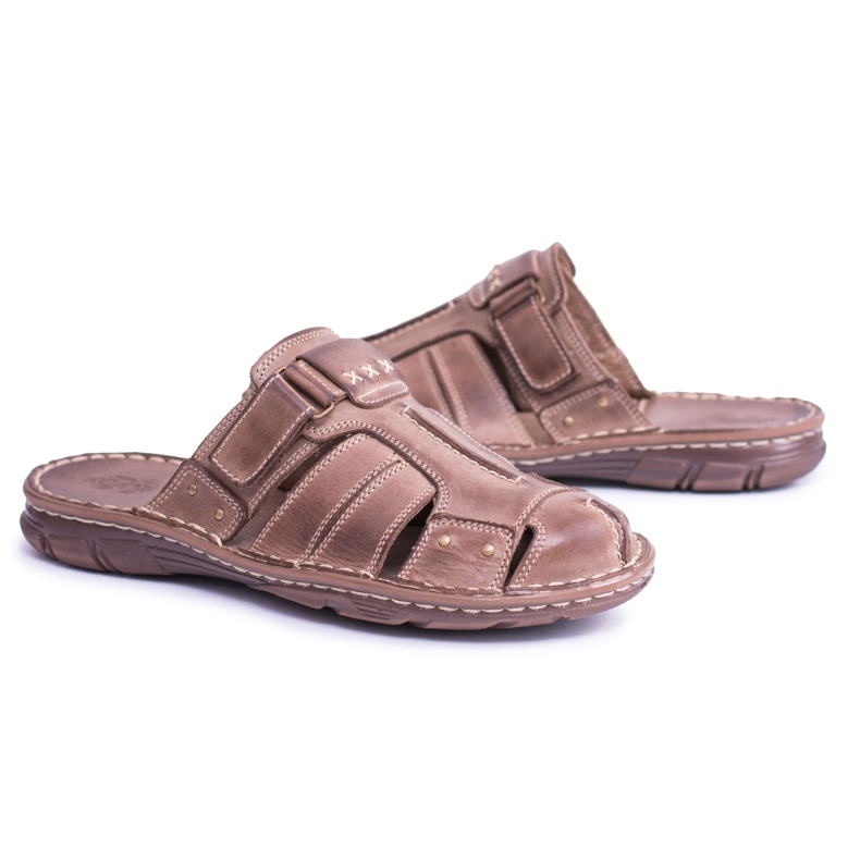 Chinelos Joker Masculino de Couro Mustang Brown marrom 1
