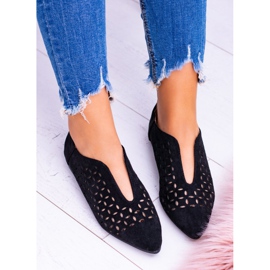 Sapatos sintéticos deslizantes femininos Lu Boo Black Suede preto 2