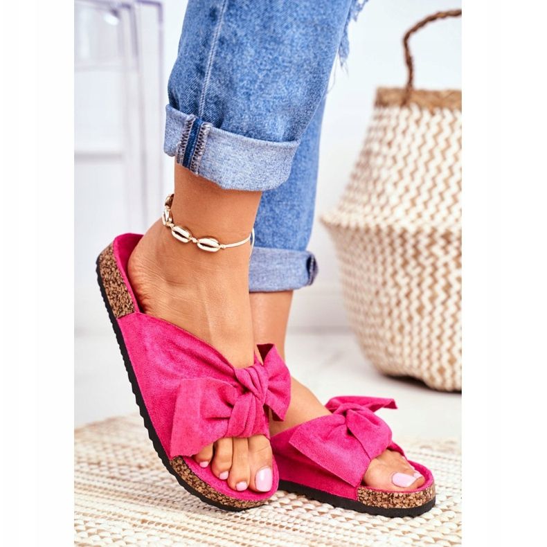 PS1 Chinelos femininos com laços de cortiça Wendy Fuchsia rosa 2