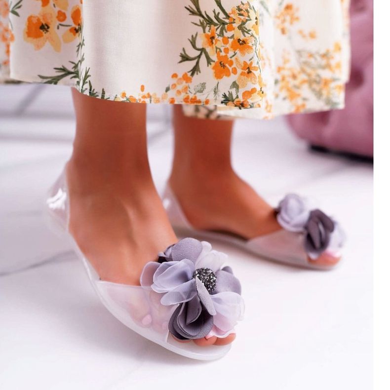 Lu Boo | Bailarinas de borracha Meliski flores candela branca branco 1