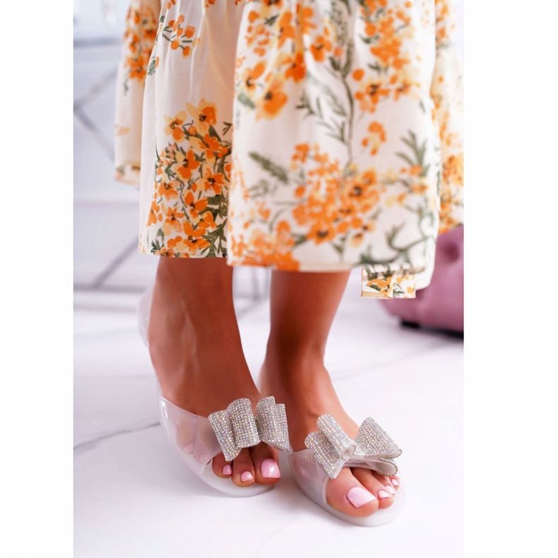 Lu Boo | Bailarinas de borracha Meliski Bow Branco Cindela 2