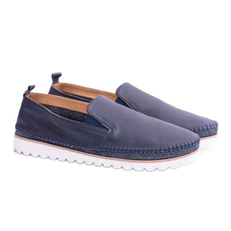 Mocassins de couro masculino azul marinho Perlugo azul-marinho 1