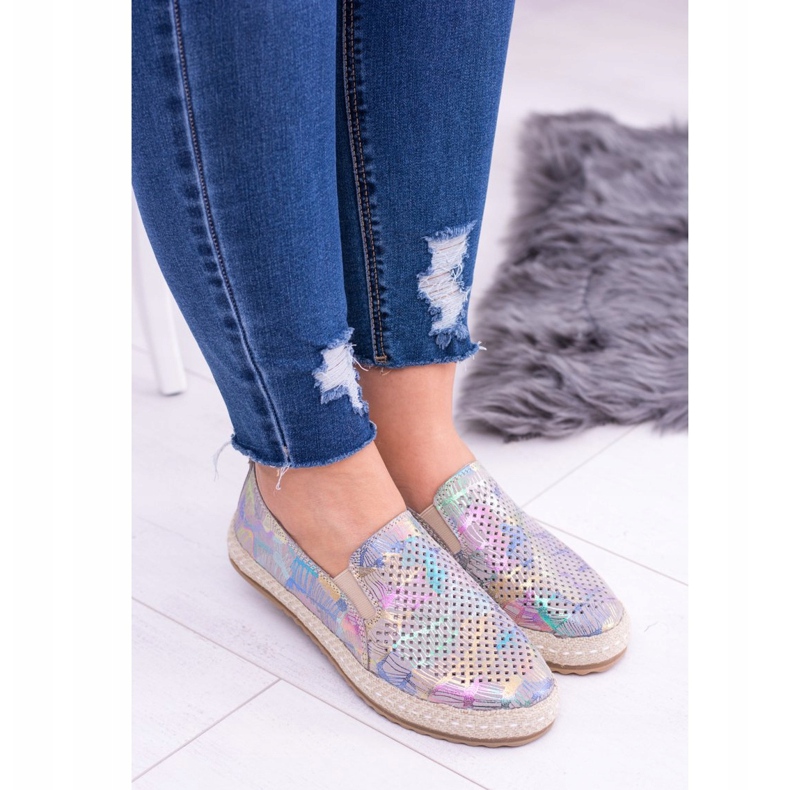 EVE Tênis Ingrid Feminino de Couro Slip-On marrom multicolorido 2