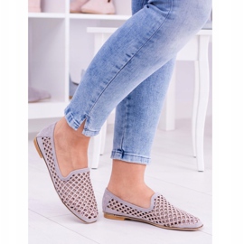 Lu Boo Gray Openwork Ballerinas Lordsy Studs Carmar cinza 2 Lu Boo Gray Openwork Ballerinas Lordsy Studs Carmar cinza 2