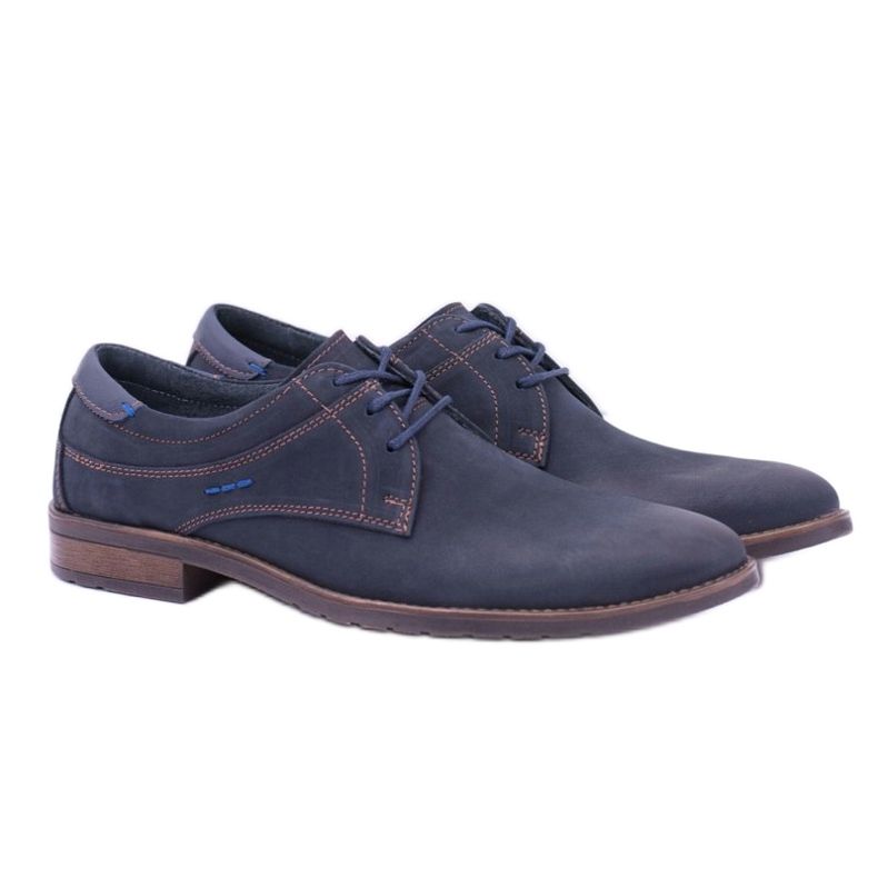 KOMODO Sapatos elegantes de couro masculino Santiago azul marinho 1