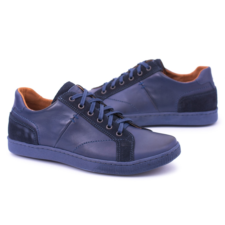 Neex Sapatos Ender Casuais Masculinos de Couro Azul Marinho azul-marinho 1