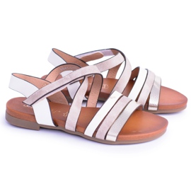 S.Barski Sandálias brancas infantis com velcro LittleReneto branco 1