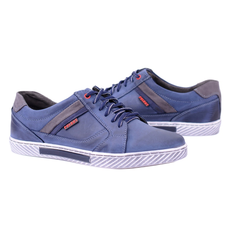 Polbut Sapatos casuais masculinos em couro azul marinho Wilder 1