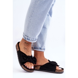 PS1 Chinelos femininos pretos no Cork Bow Wendy 1