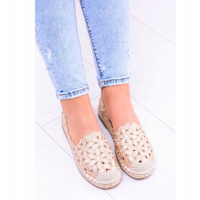 Lu Boo Feminino Bailarinas Alpercatas Douradas Macarena Flores dourado 2