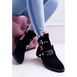 Lu Boo Black Suede Cut Out Boots Rock Girl preto 2