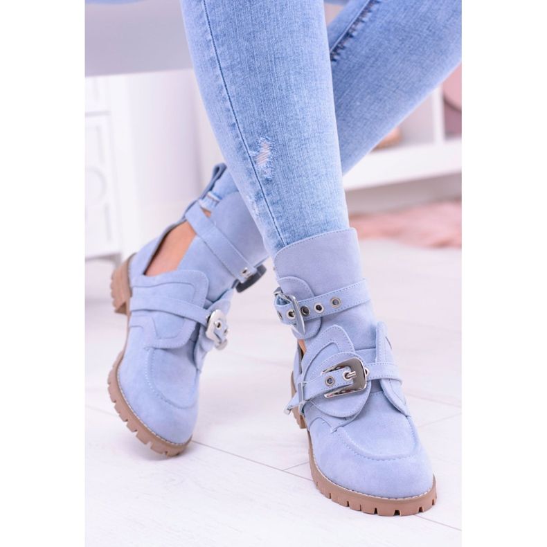 Lu Boo Camurça Azul Cut Out Botas Roqueira 1