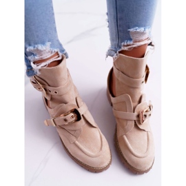 Lu Boo Beige Suede Cut Out Botas Roqueira bege 2