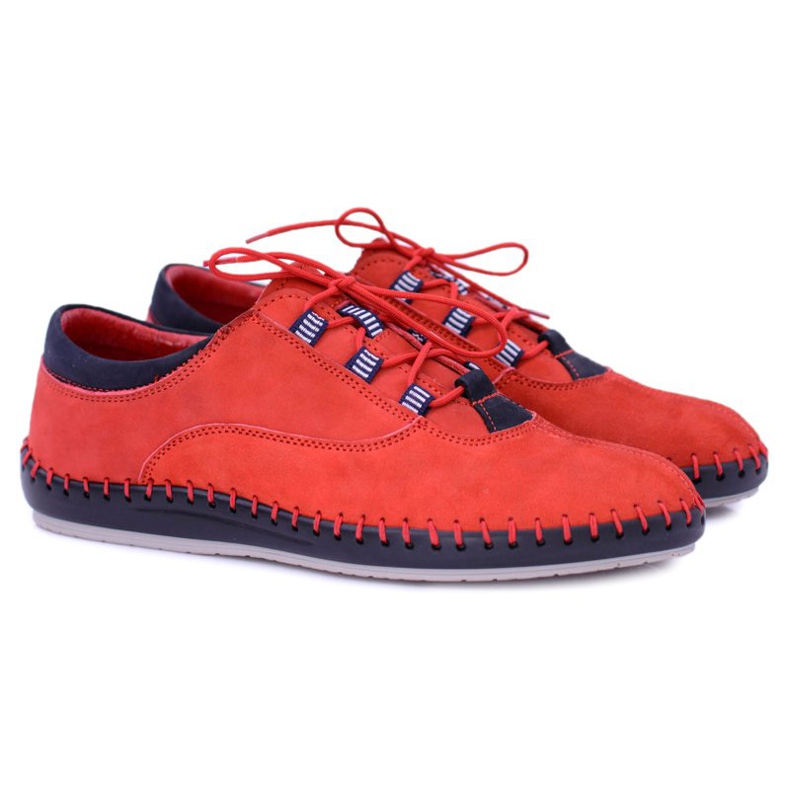 KENT Sapatos casuais masculinos de couro vermelho Bill 1