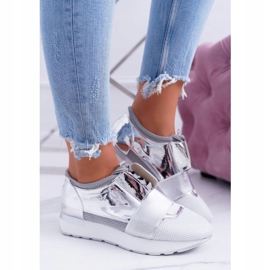 Lu Boo feminino calçado desportivo prateado Madoni cinza 2