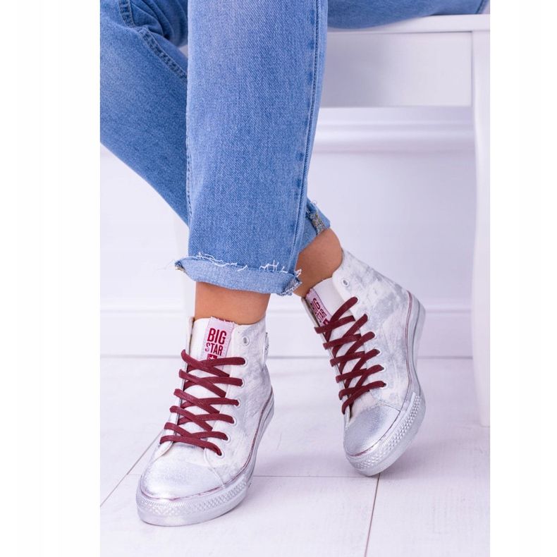 Tênis banhado a prata Big Star High White BB274016 branco 1