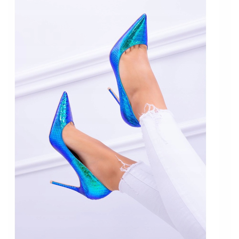 Feminino de salto alto Lu Boo Spitz Green Gasoline Glam multicolorido verde 2