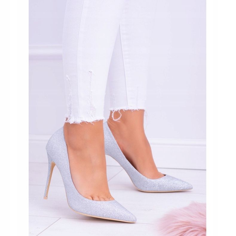 Salto alto feminino Lu Boo Glitter Silver Shining cinza 2