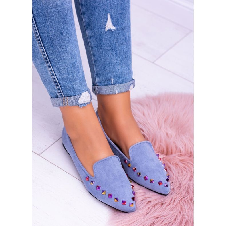 Lu Boo Blue Lords Jatos Iridescent Suede Spike azul 2