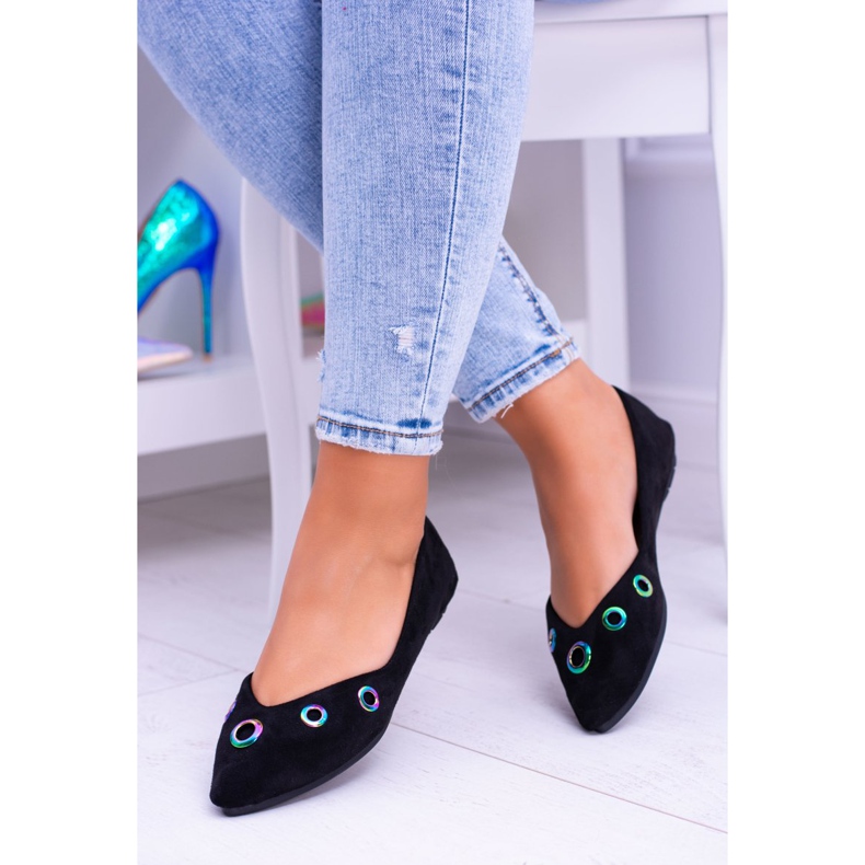 Lu Boo Black Ballerina In Spitz Gasoline Eyelets Octavia preto 1