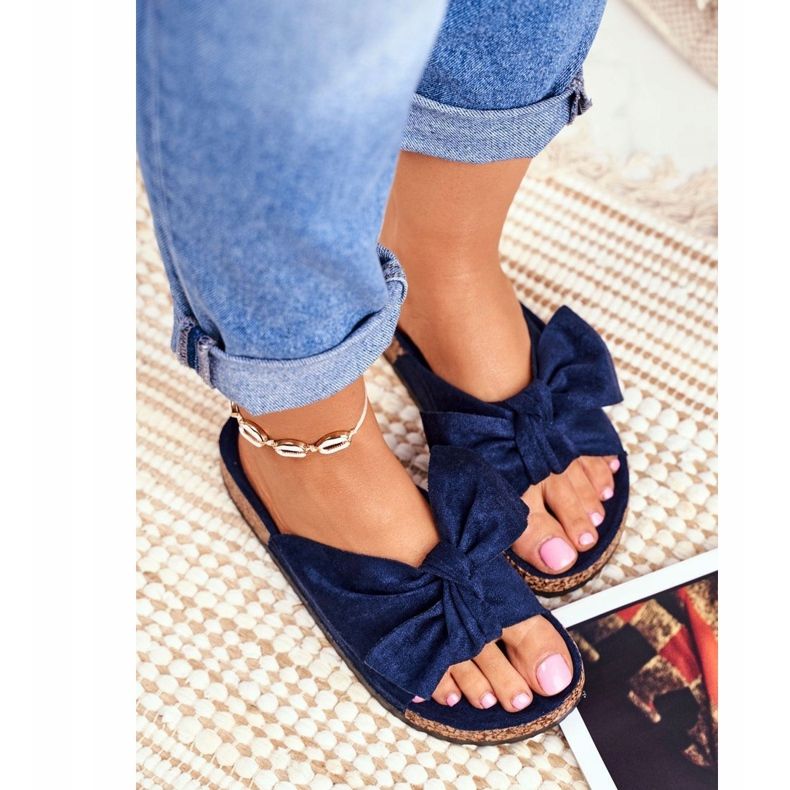 PS1 Chinelos femininos azul marinho com cortiça curva Wendy 1