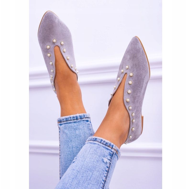 Sapatos Lu Boo cinza com recortes de miçangas Merseo 2