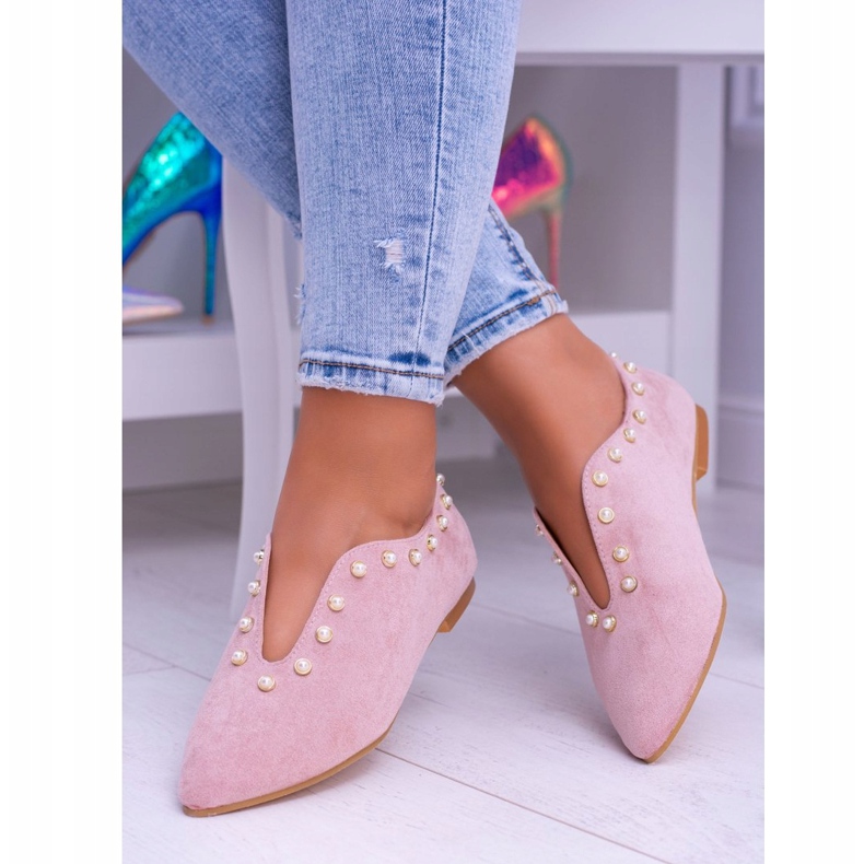 Lu Boo Brogues rosa com recortes de miçangas Merseo 1