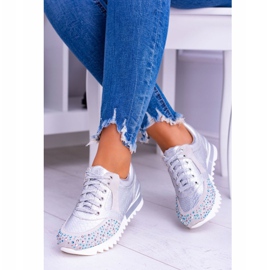 Sapatos esportivos femininos prateados com lantejoulas Lu Boo Infinitiale cinza 1 Sapatos esportivos femininos prateados com lantejoulas Lu Boo Infinitiale cinza 1