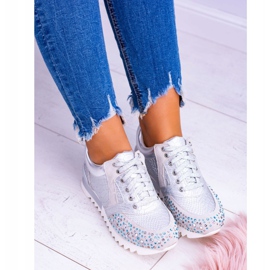 Sapatos esportivos femininos prateados com lantejoulas Lu Boo Infinitiale cinza 2 Sapatos esportivos femininos prateados com lantejoulas Lu Boo Infinitiale cinza 2