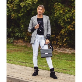 Botas Lu Boo Black feminino com zíper Lantejoulas Rafell preto 1