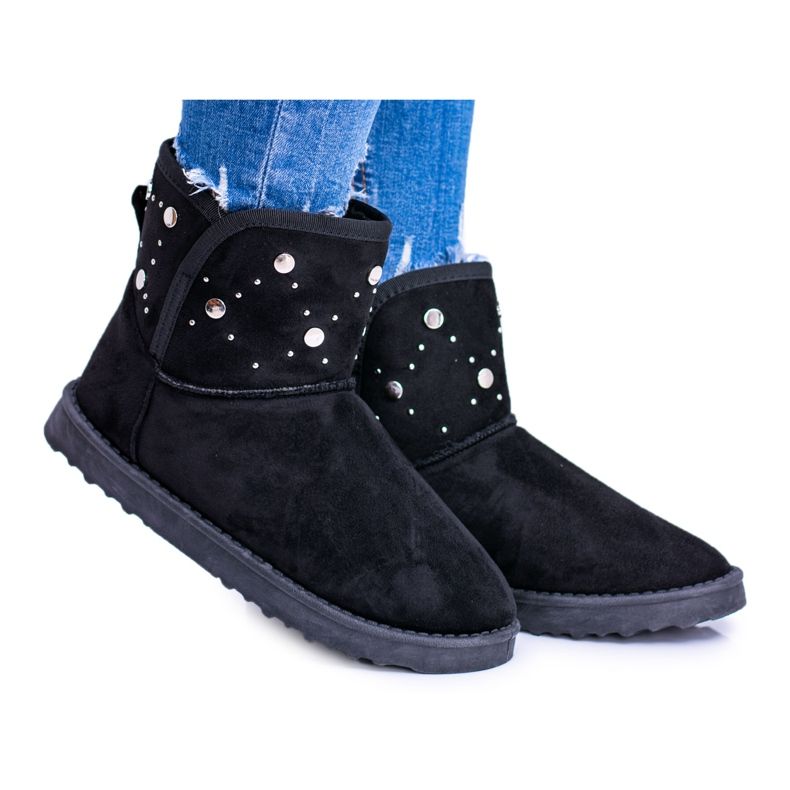 BUGO Botas femininas pretas quentes de neve camurça biggy preto 1