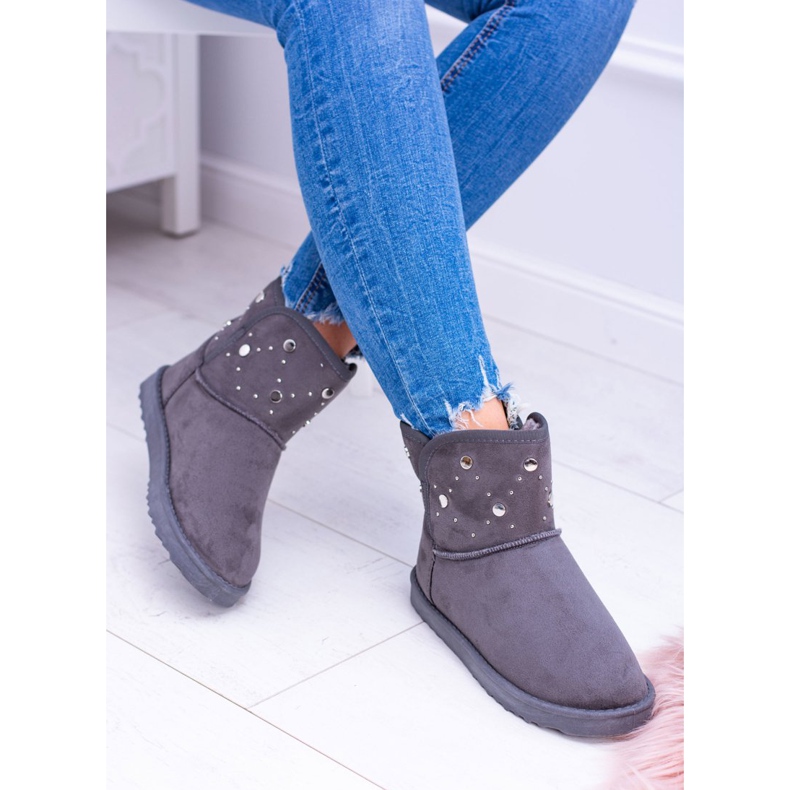 BUGO Botas femininas cinza quente de neve camurça biggy 2