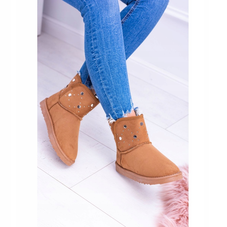 BUGO Botas de neve quentes femininas camurça camelo biggy marrom 1