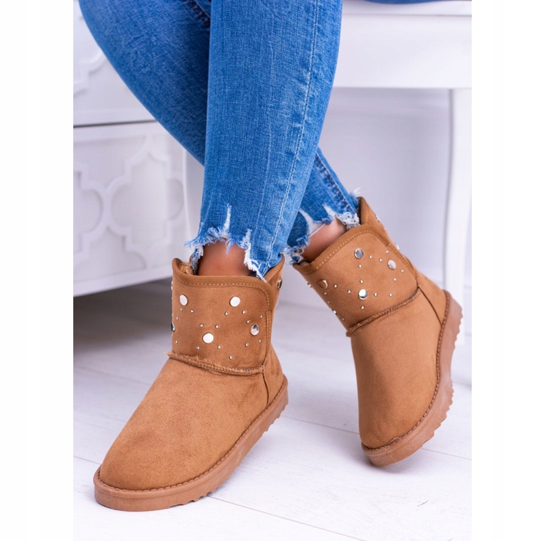 BUGO Botas de neve quentes femininas camurça camelo biggy marrom 2